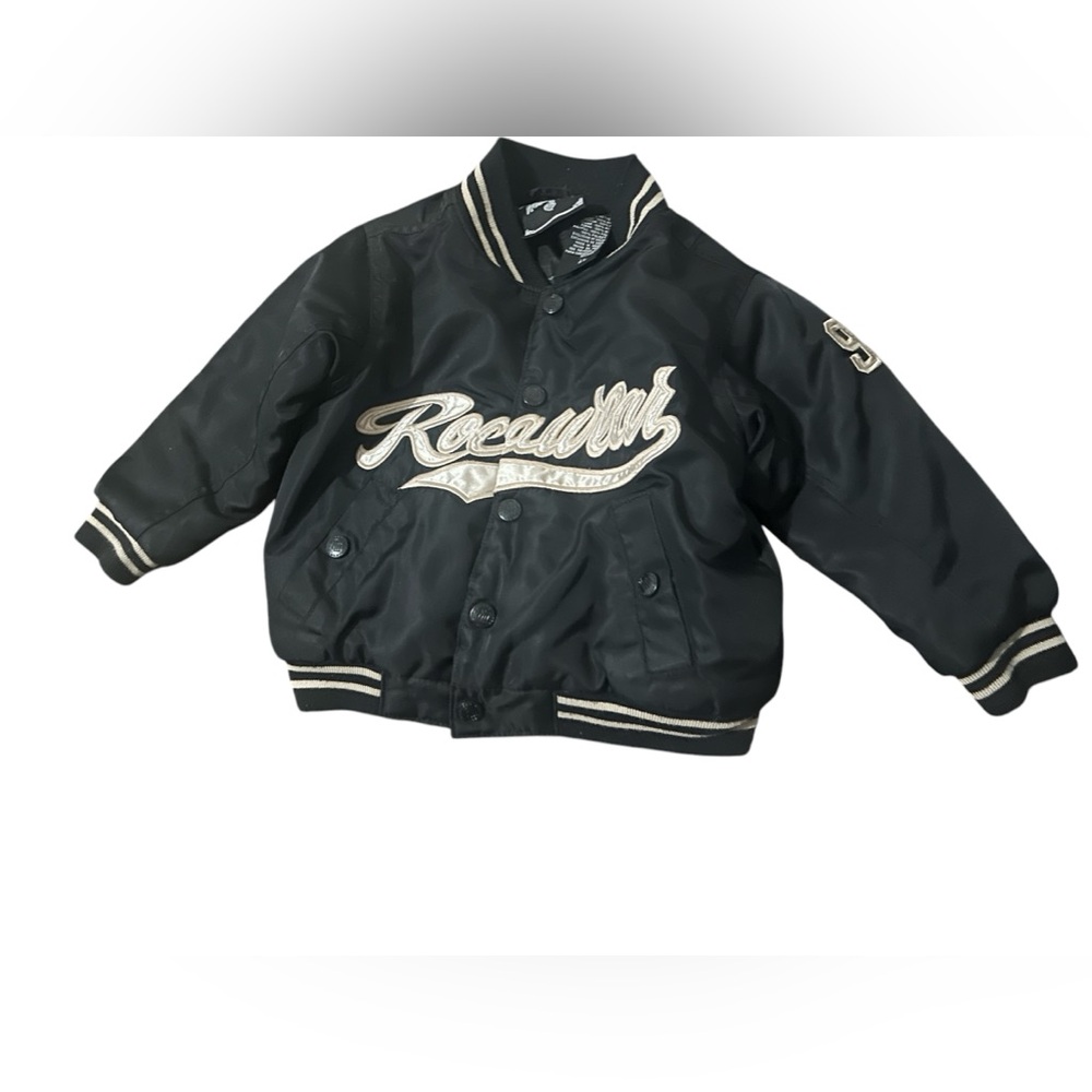 Rocawear Jacket* Black Satin Snap Button size 3t but it it 2t boy